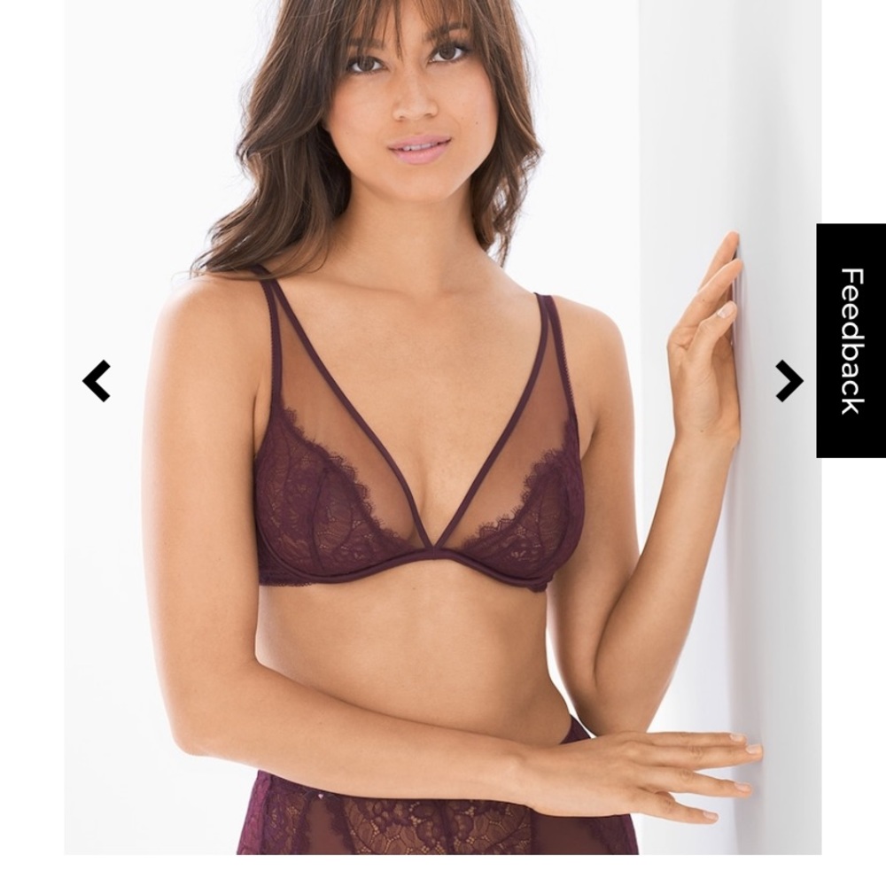 Soma Merlot Breathtaking Unlined Plunge Lace Bra